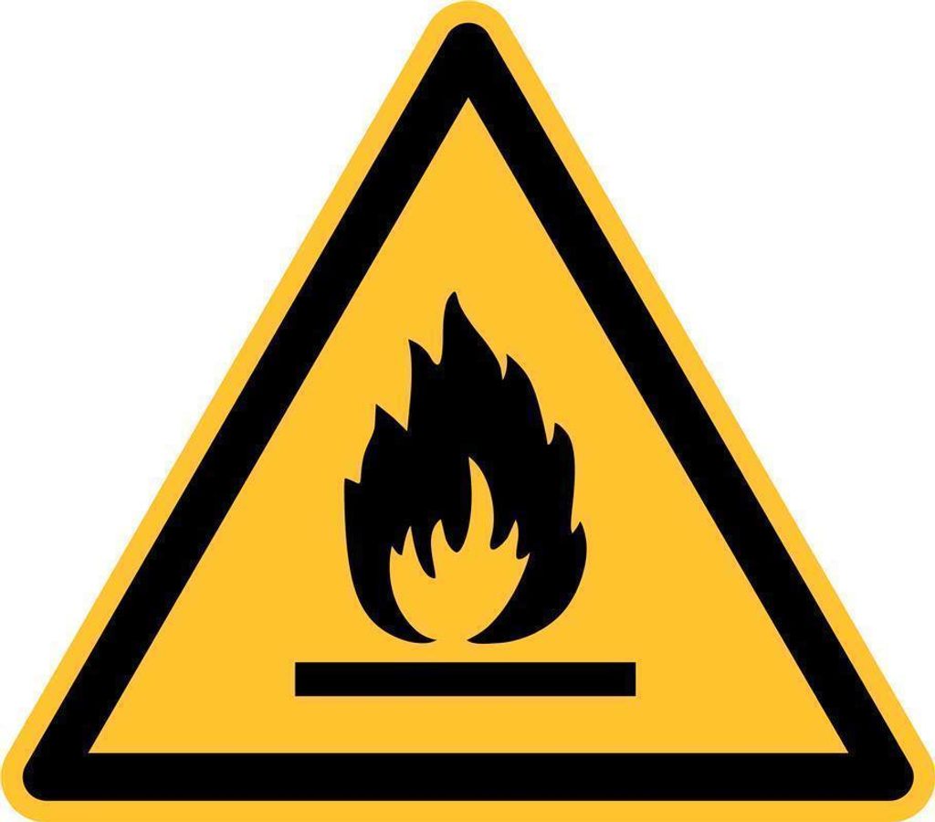 Warnschild "Feuergefährliche Stoffe", für Innen- und Außenbereiche, in verschiedenen Größen und Materialien verfügbar, Gelb, Seitenlänge 10 ...