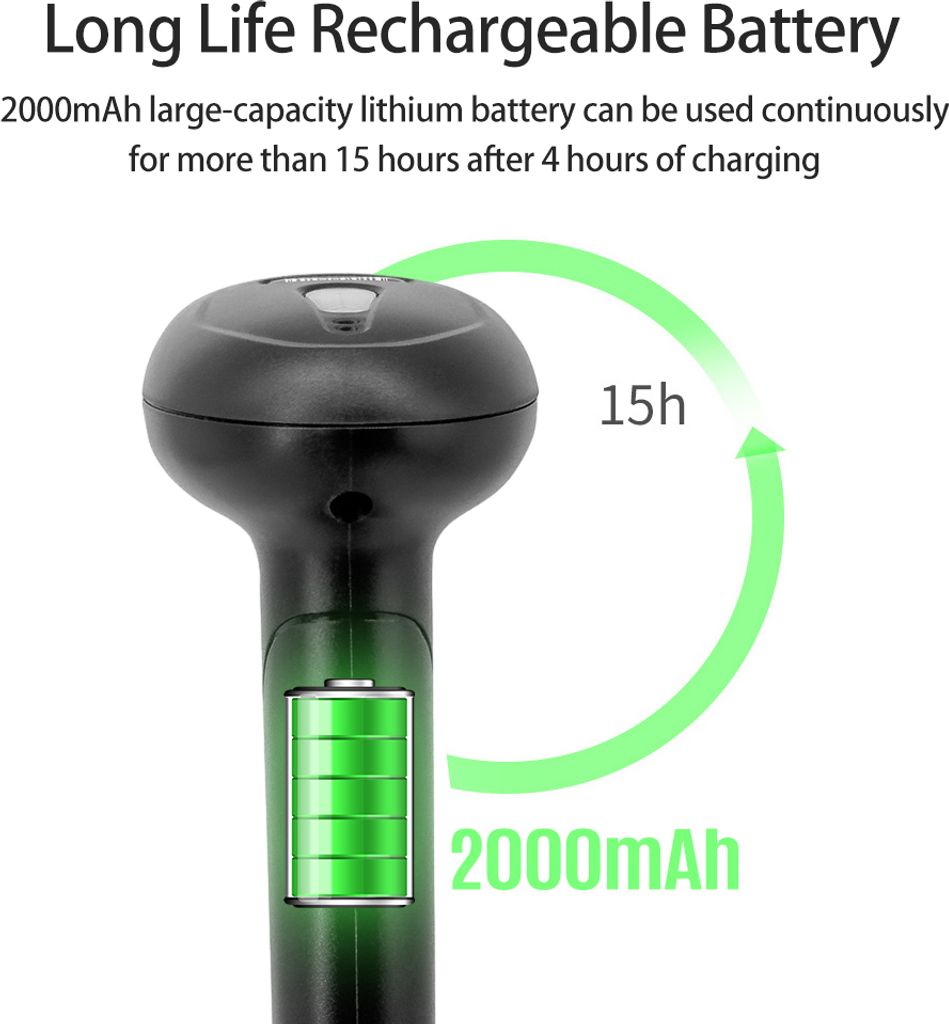 Tragbarer 1D/2D/QR-Barcode-Scanner, 2,4 G, kabellos, USB, Produktbild 10