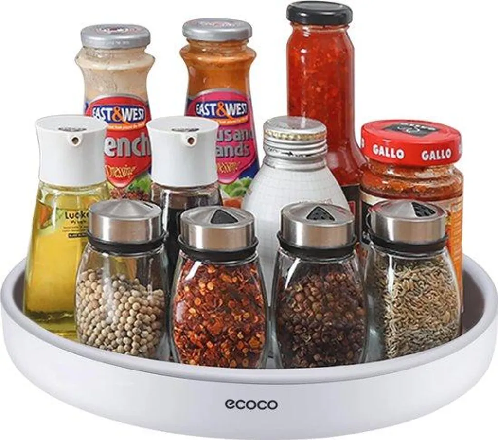 Organisateur de cuisine rotatif gris de 30 cm pour placard et plan