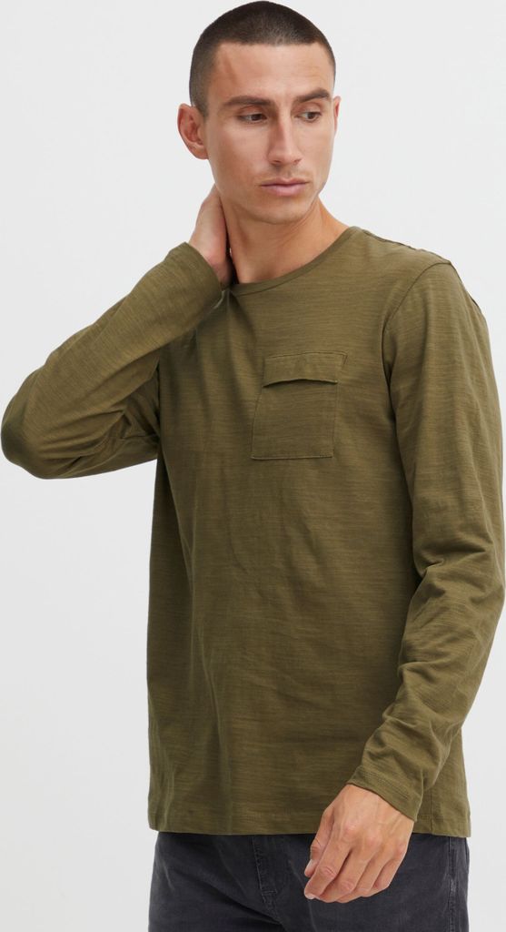 Blend 20714549 Tee Herren Longsleeve Langarmshirt Shirt Mit Brusttasche Rundhalsausschnitt Regular Fit hochwertige Baumwoll-Qualität