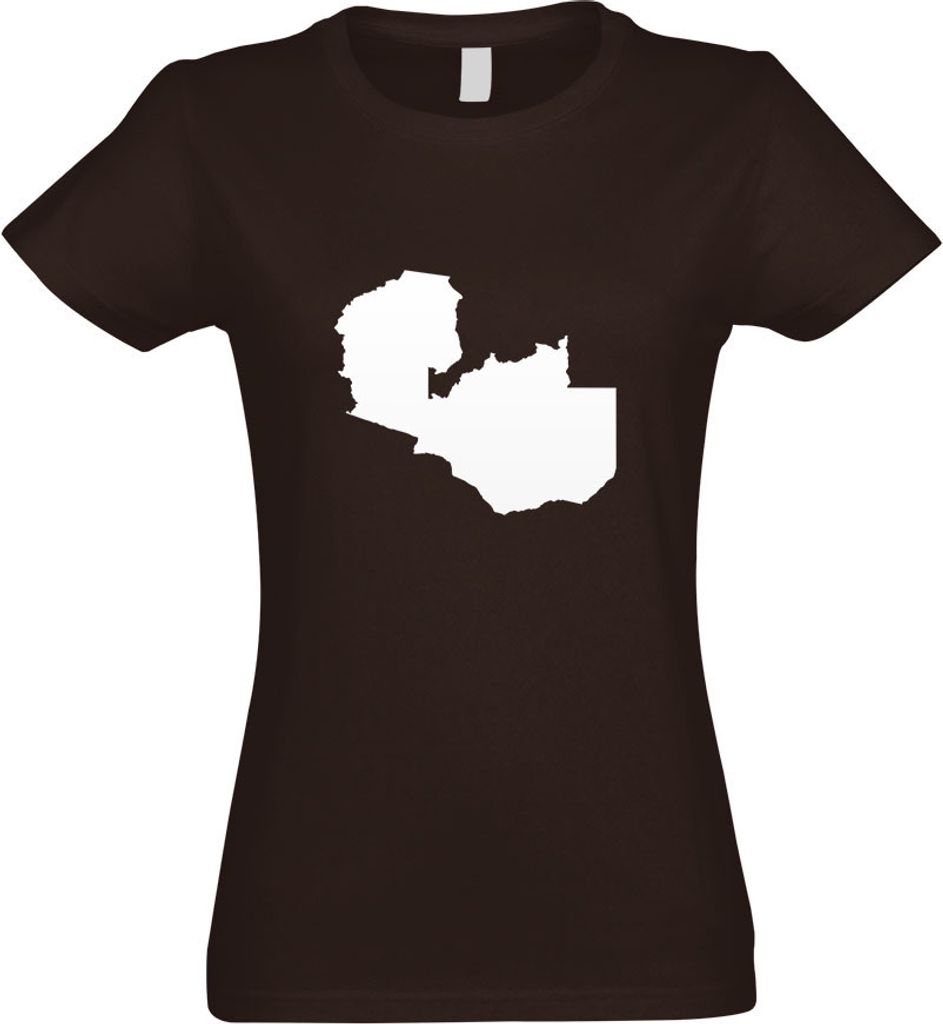 Kiwistar - T-Shirt tailliert - Damen - Chocolate - Sambia Umriss Kontur - mit Motiv Bedruckt - Funshirt Design - Sport - Freizeit - Damen - M