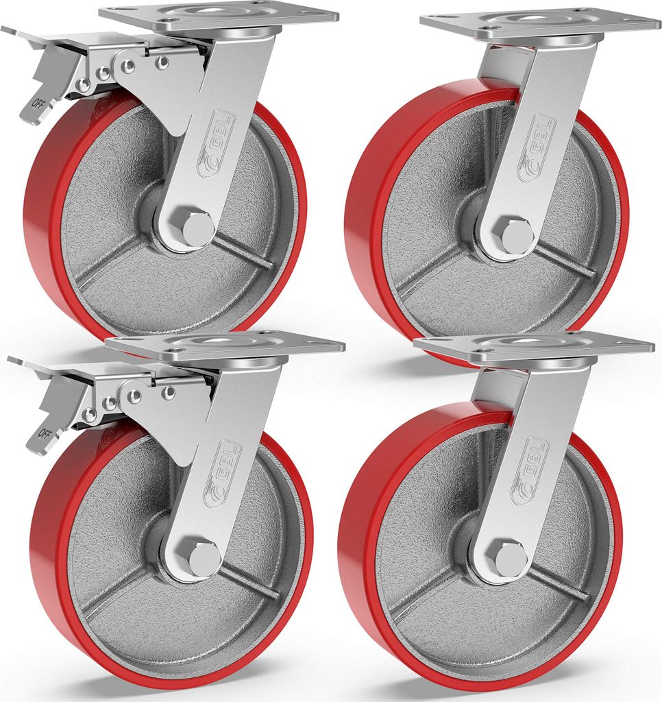 GBL 4x Schwerlastrollen 150mm - 1280kg Lastrollen - 4er Set Möbelrollen Groß Werkbank Rollen Schwerlasträder - 4 Industrierollen Lenkrollen Schw...