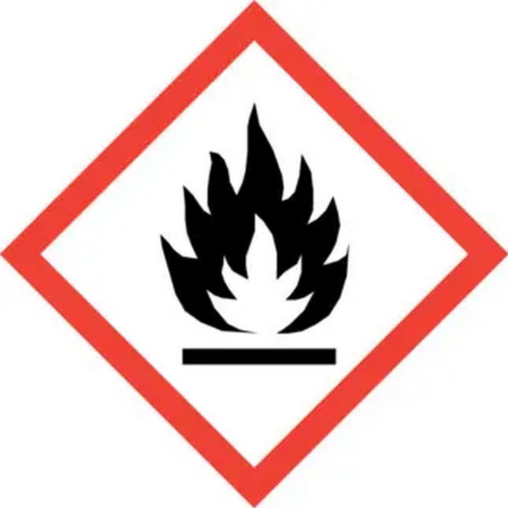 A hazard symbol indicating flammability.