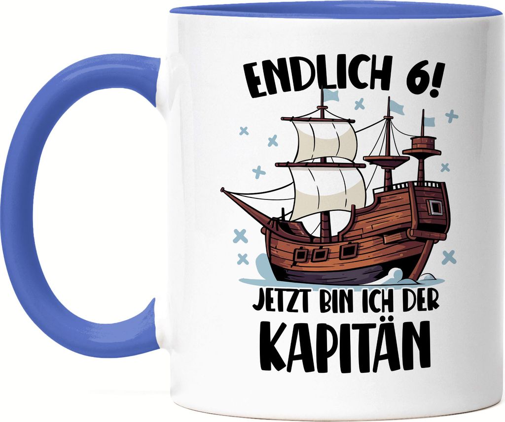 Geburtstag 6 Jahre Tasse Blau 6 Jahre 6. Geburtstag Pirat Piraten Motto