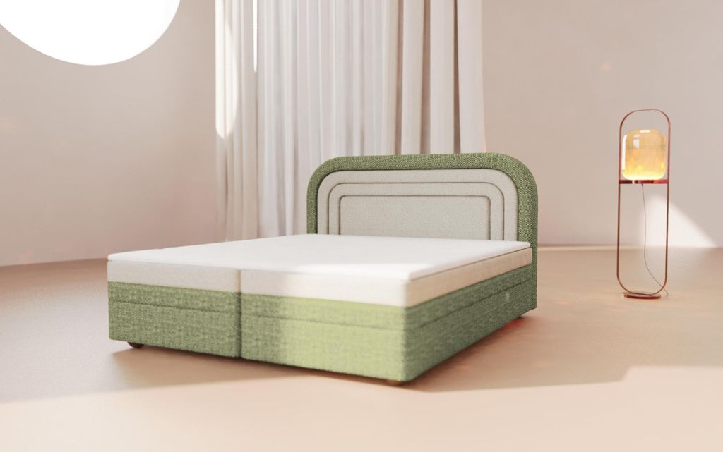 MOEBLO Boxspringbett, Polsterbett Kontinentalbett, dekorativem Kopfteil Doppelbett mit Bonell-Frendung, Topper und Bettkasten (gepolstertes Kopftei...