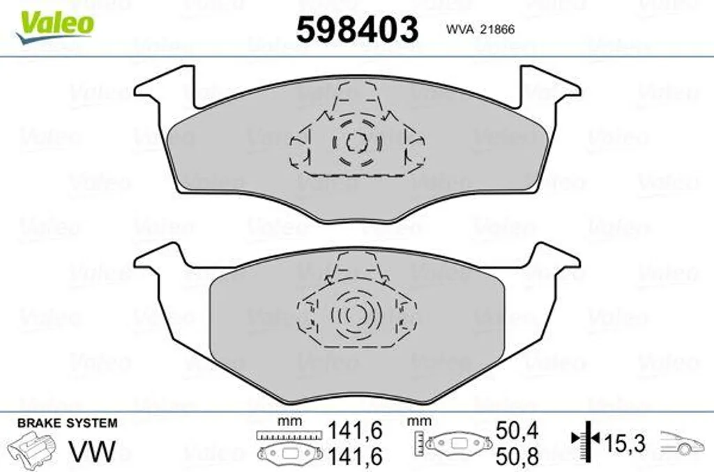 Valeo 598403 Jeu de Plaquettes de Frein à Disque OE 1H0698151B