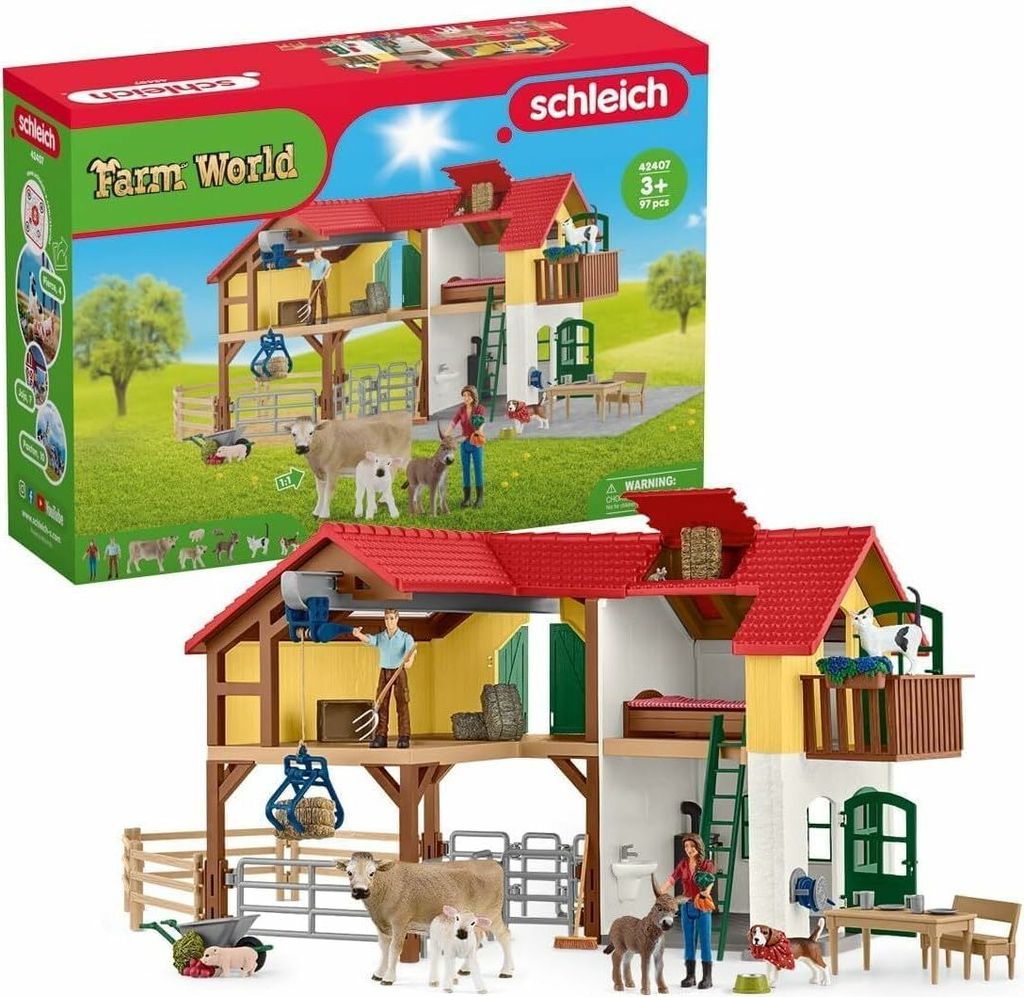 Schleich 42407 Bauernhaus mit Stall und Tieren Produktbild 3