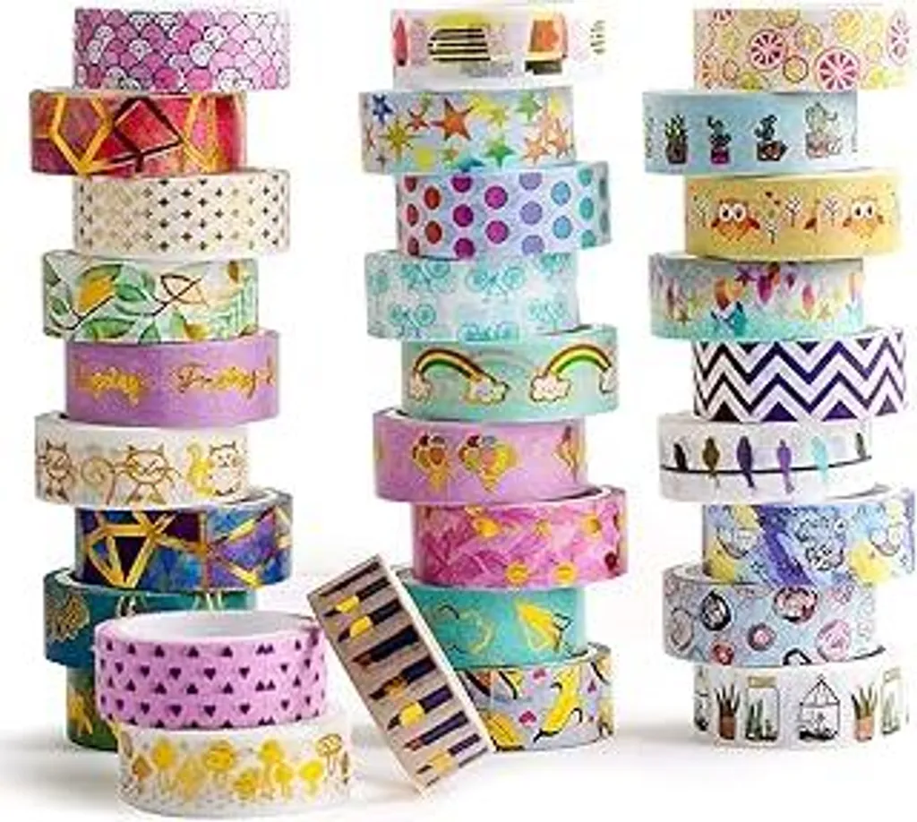 Washi Tape Oro IEEDYYE 15mm - Set 30 Rotoli per Journaling Estetico