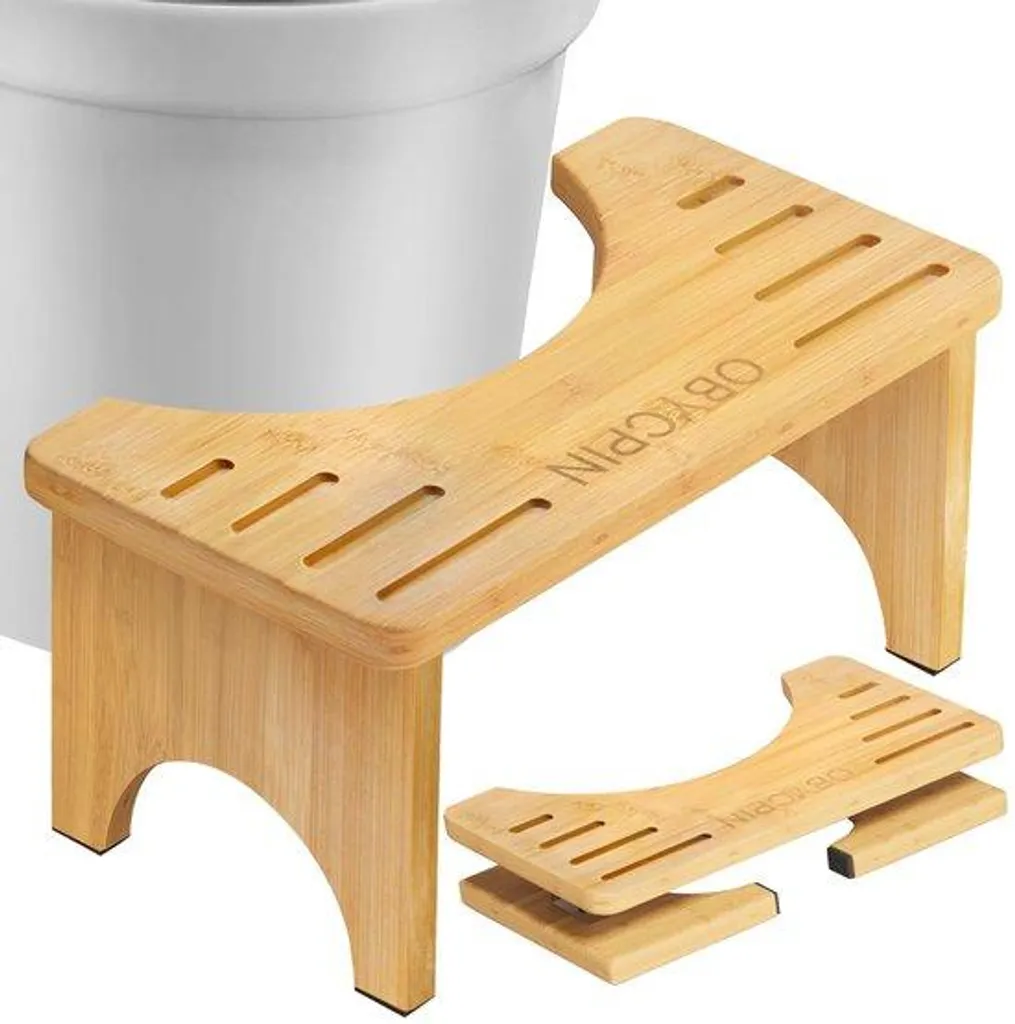 Tabouret de WC pour transit intestinal, posture naturelle et rangement