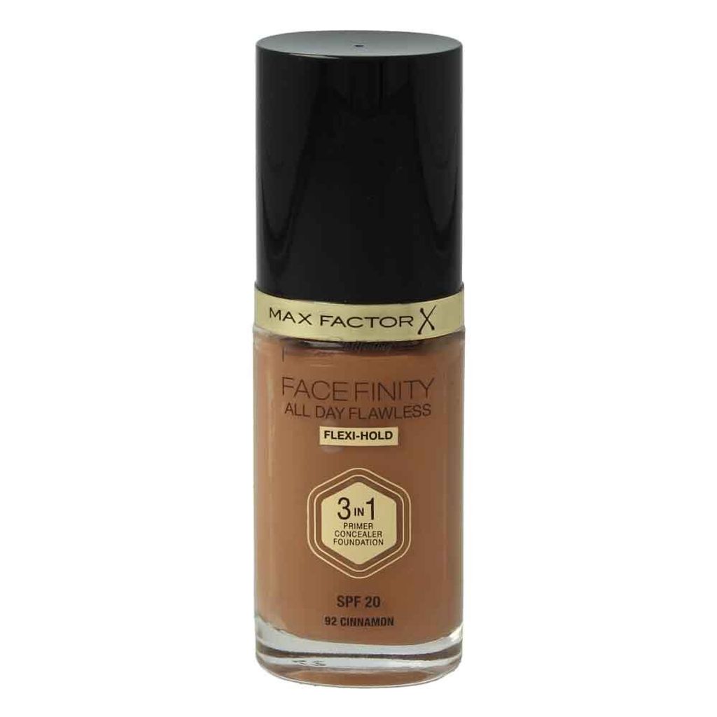 Max Factor Facefinity 3 in 1 All Day Flawless Liquid Foundation with SPF 20 30ml 92 Cinnamon