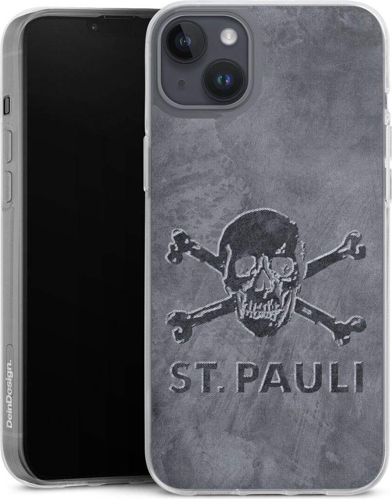 DeinDesign Handyhülle für Apple iPhone 14 Plus Silikon Hülle Case Smartphone Schutzhülle Beton FC St. Pauli Logo