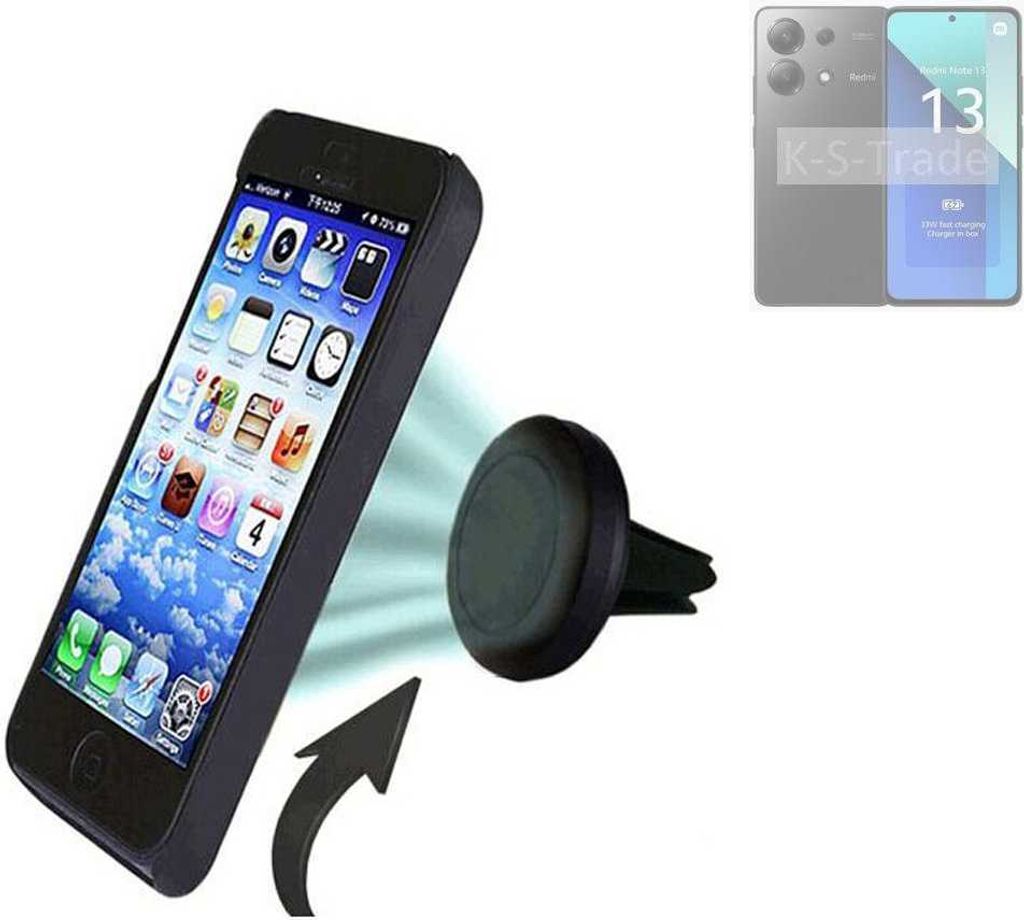 K-S-Trade Kompatibel mit Xiaomi Redmi Note 13 4G Auto Handy Halterung KFZ Halter Lüftungsgitterhalterung Air Vent mount Smartphone Halter