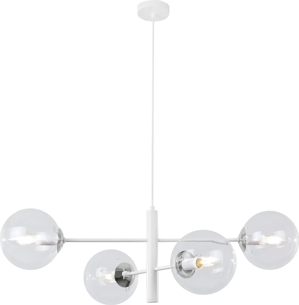 Suspension design Vicenza 4 lumières chrome et blanc abat-jour E14