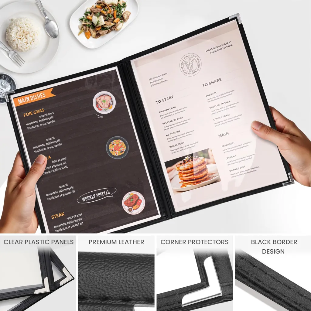 Pochettes de Menu A4 pour Restaurant et Café : Set de 5 Accessoires - 4