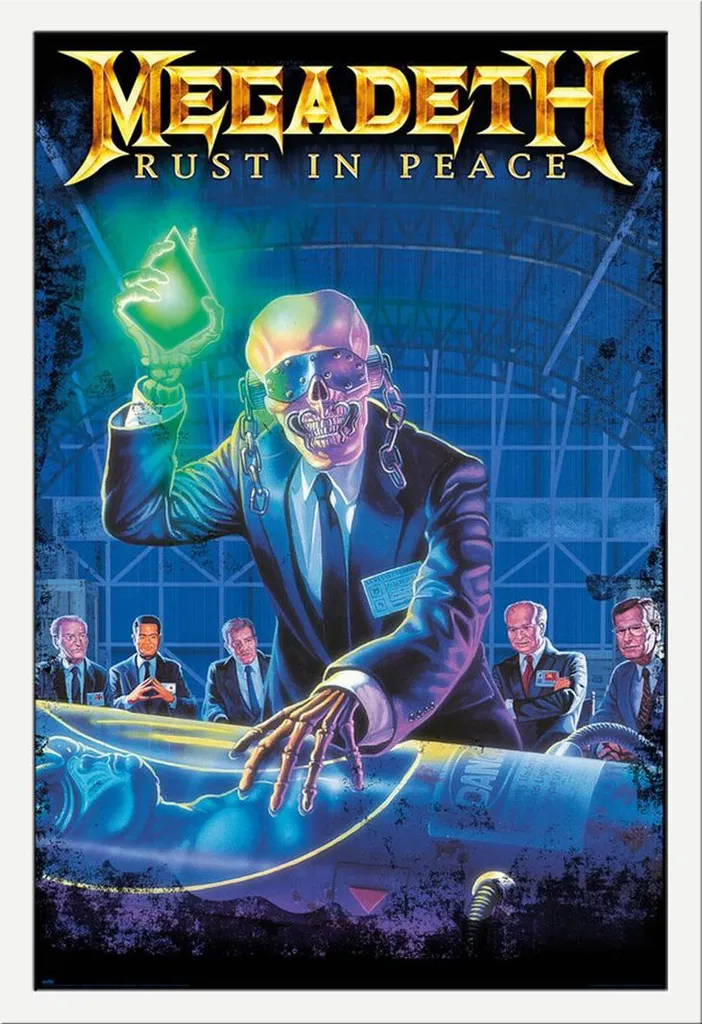 Poster Megadeth Rust in Peace avec Cadre Shinsuke Blanc 61x91,5 cm