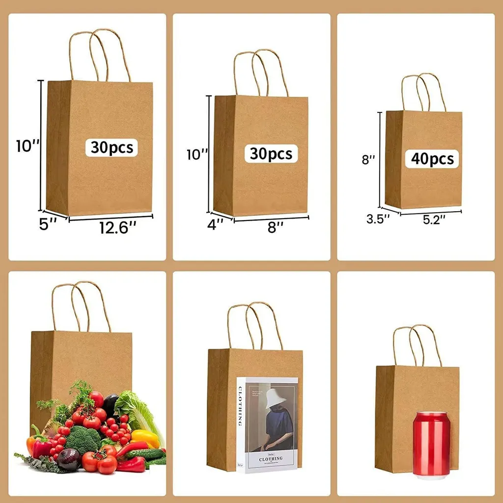 FOCCIUP 100 Sacchetti Di Carta Kraft Marrone – 15x20 Cm, Biodegradabili E Riciclabili – Ideali Per Bomboniere, Regali, Biscotti E Piccoli Oggetti - 2