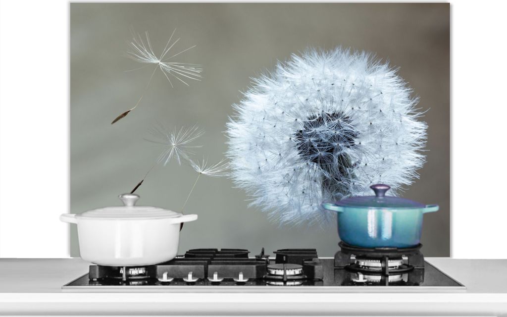 KitchenYeah Spritzschutz Küche - Küchenrückwand - Wandschutz für Herd und Spüle - Löwenzahn - Blume - Pflanze 100x65 - Alu-Dibond (Alterna...