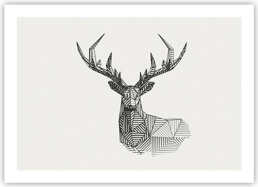 Poster - Poster ohne Rahmen - Hirsch Skizze Skandinavisch - 70x50 cm - Wand Bild - Wanddeko - Wandbilder - Kunstposter - Wandposter - Bilder - Kuns...