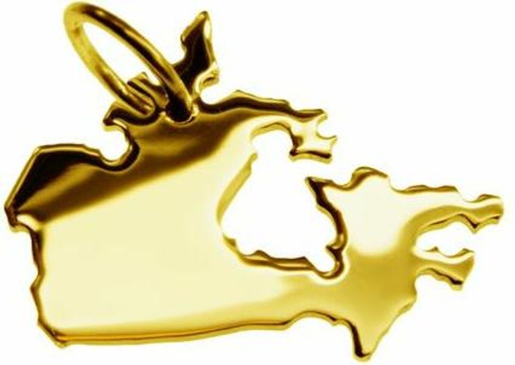 Anhänger der Landkarte Kanada in massiv 333 Gelbgold