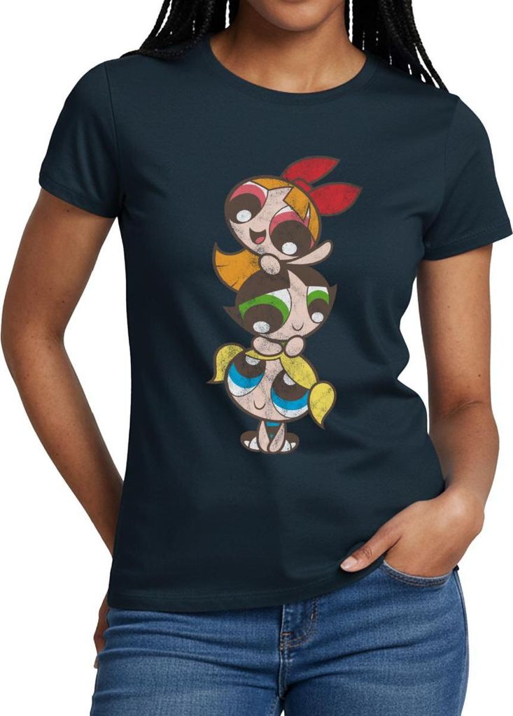 Spreadshirt Powerpuff Girls Mädchenturm Frauen T-Shirt, L, Navy