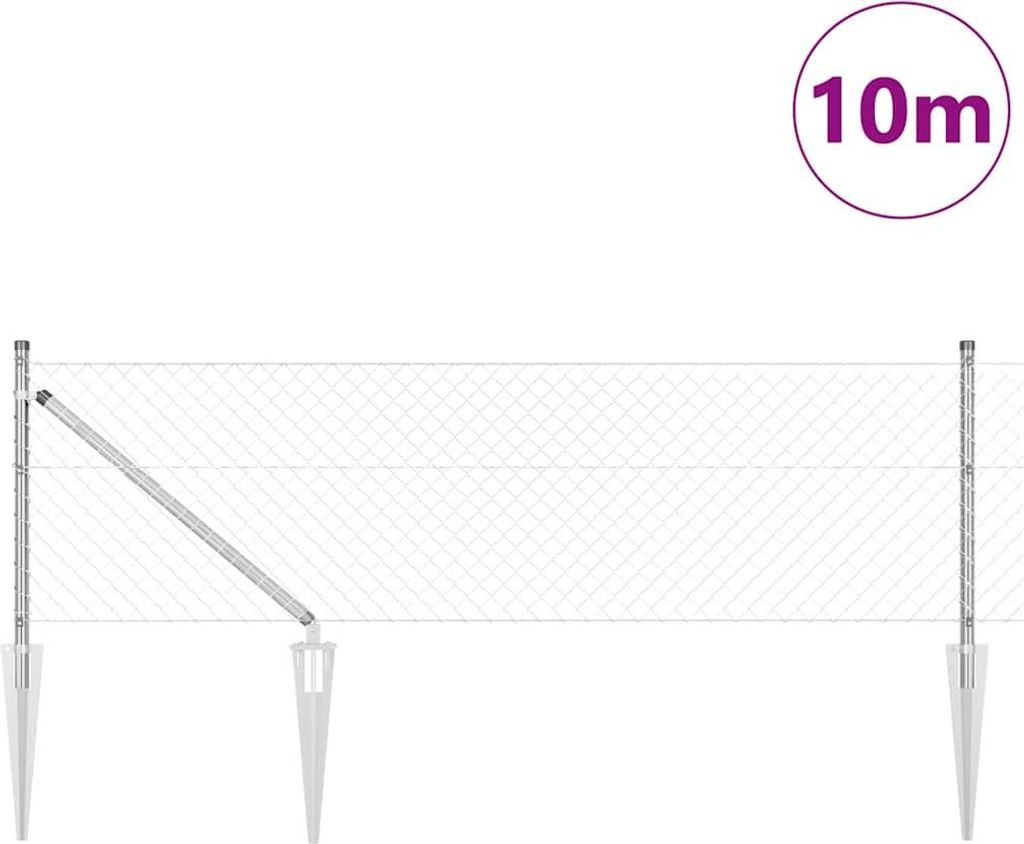 vidaXL Zaunpfosten Silber 10 x 0,8 m (40 x 40 mm Gitter) Stahl