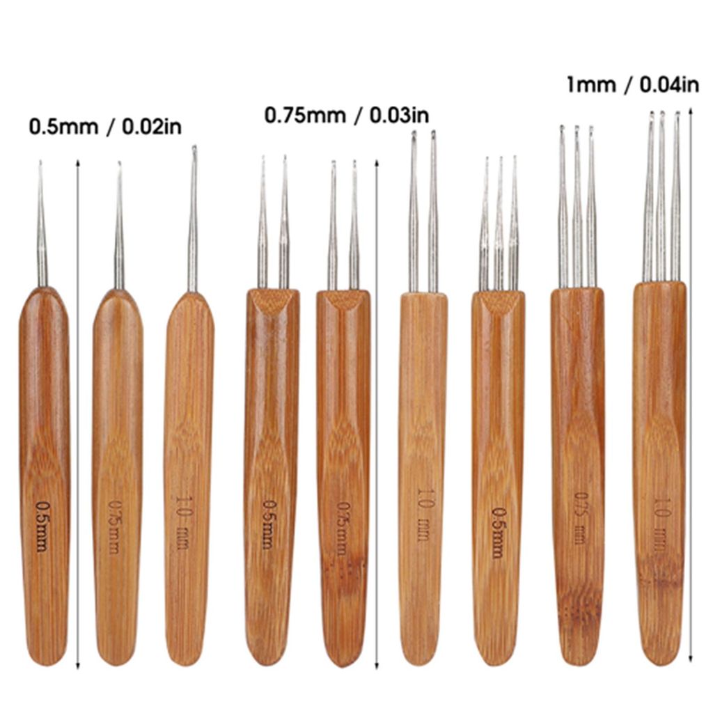 9Pcs Dreadlock Hkeln Haken Set Einzel Doppel 3 Bambus