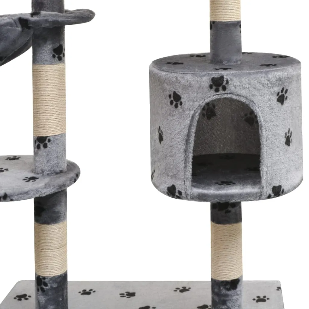 Arbre à chat stable 125 cm gris : fini les griffes sur votre canapé !