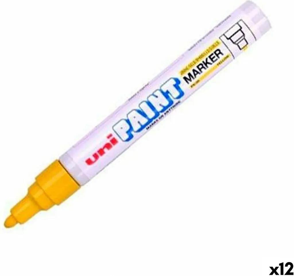 Uni-Ball Paint Marker PX-20 Jaune : 12 Marqueurs Peinture Permanents