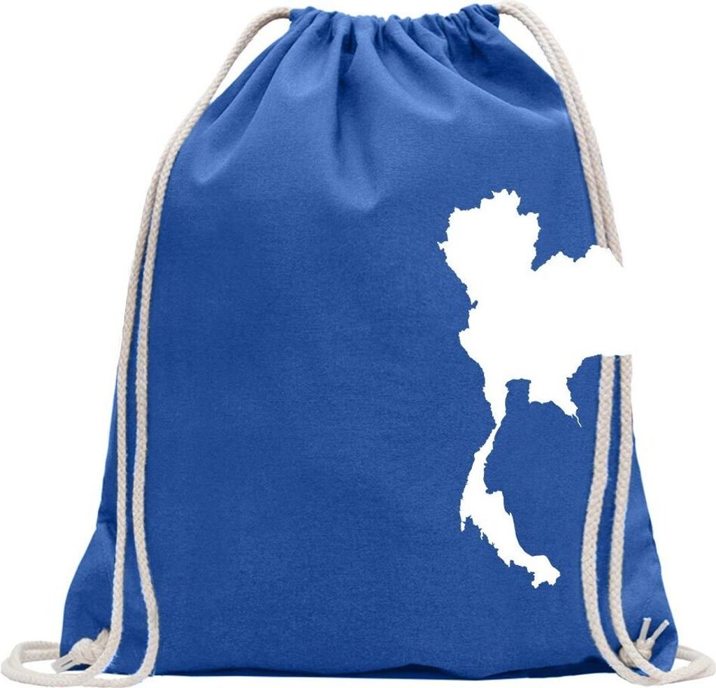 Kiwistar - Turnbeutel - royal - Thailand Umriss Kontur - Fun Rucksack Sport Beutel Gymsack Baumwolle mit Ziehgurt