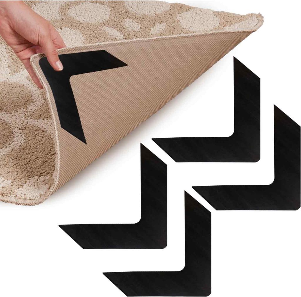 Rutschfeste Teppichunterlage, 5er-Pack Teppichstopper für Laminatböden, rutschfest und gegen Aufrollen, geeignet für Holz-, Laminat- und Teppich...
