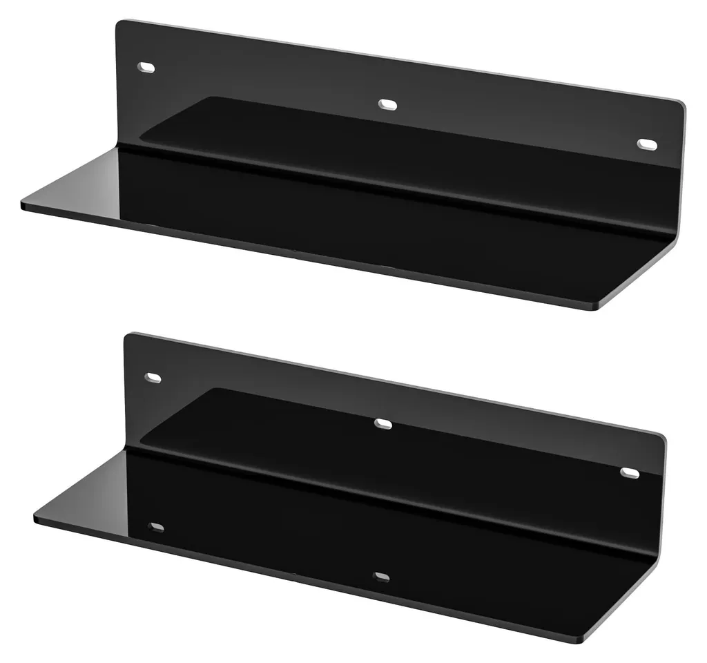 Étagère murale en acrylique noir de 30 cm pour salle de bain