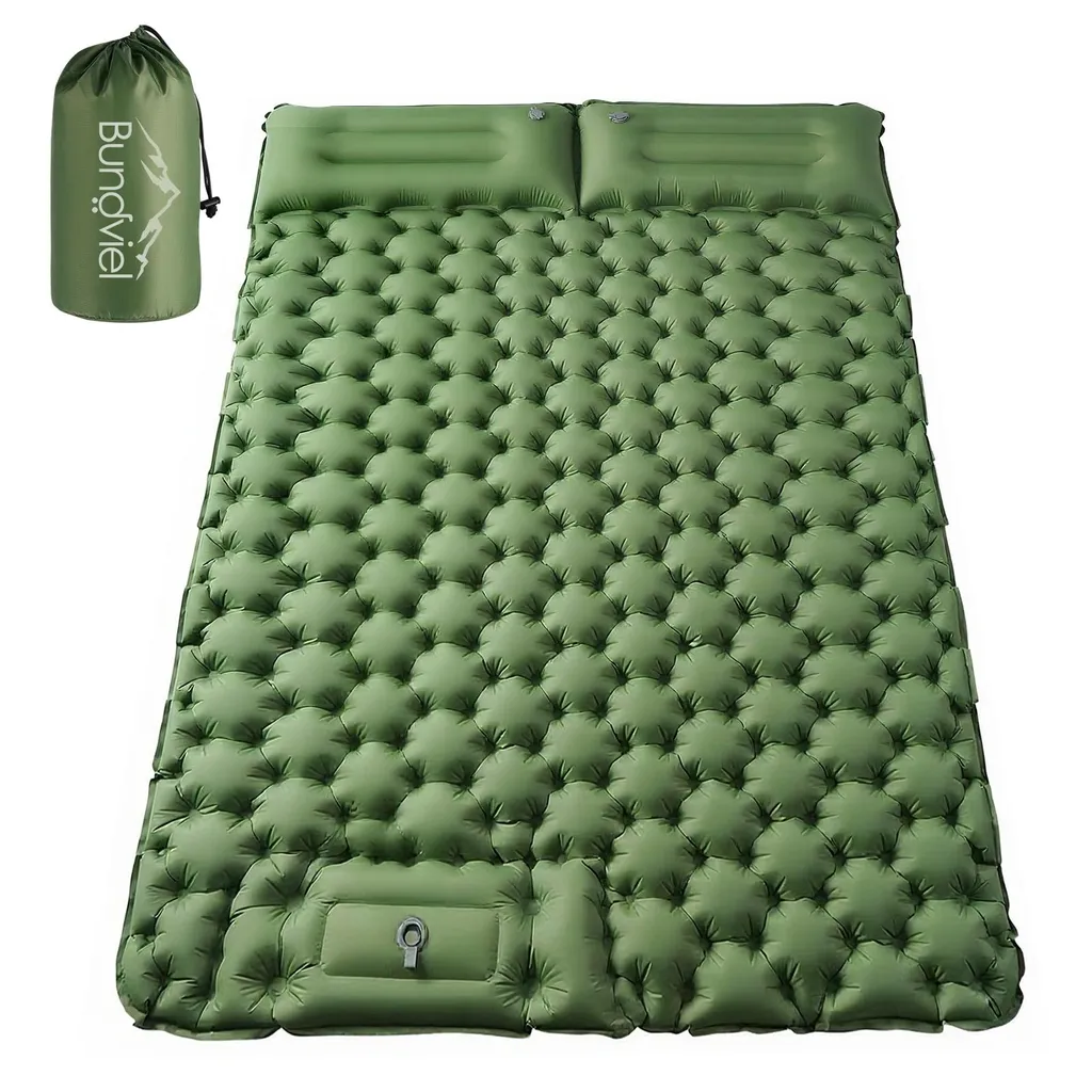 Matelas camping 2 personnes auto-gonflant étanche avec pompe à pied