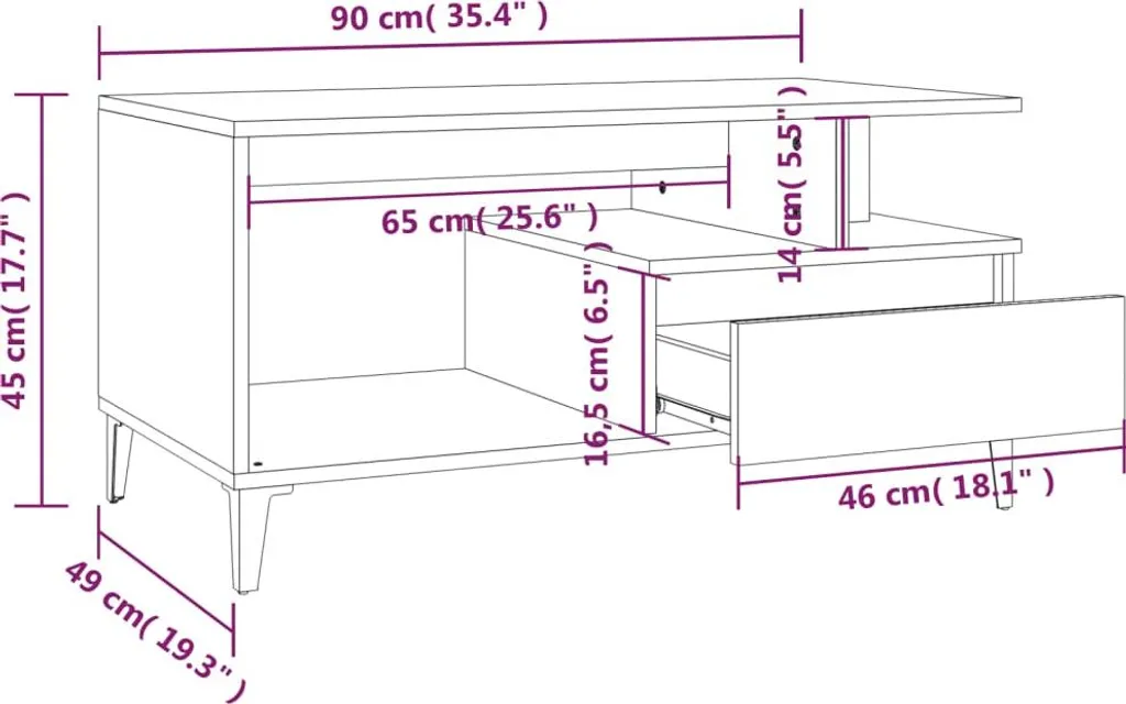 Tavolino Basso SYFAX Rovere Sonoma 90cm - Eleganza per il tuo Living - 7