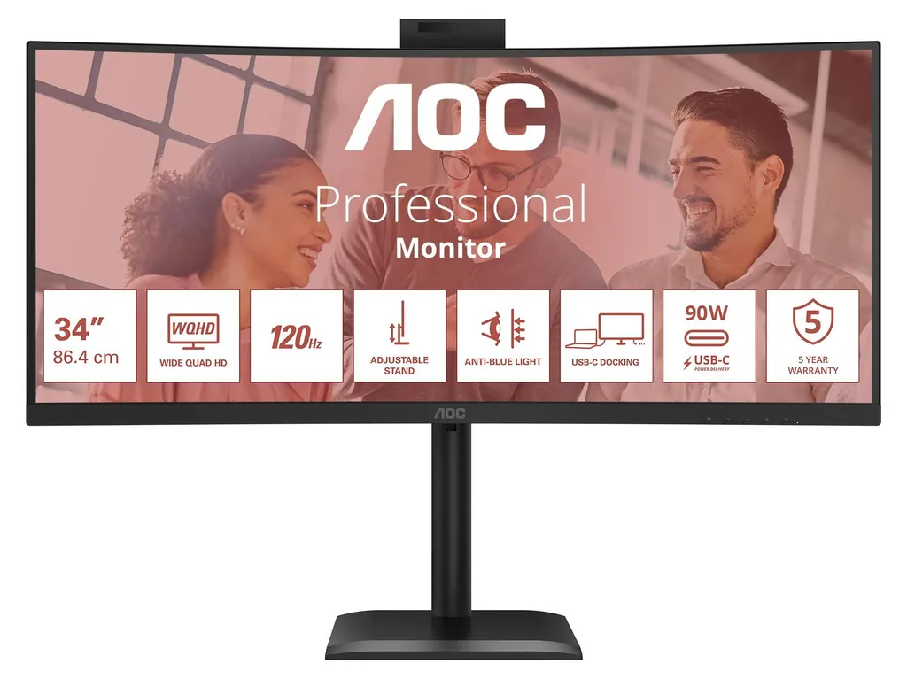 Moniteur PC ultra-large AOC CU34E4CW 34" 21:9 avec ports HDMI