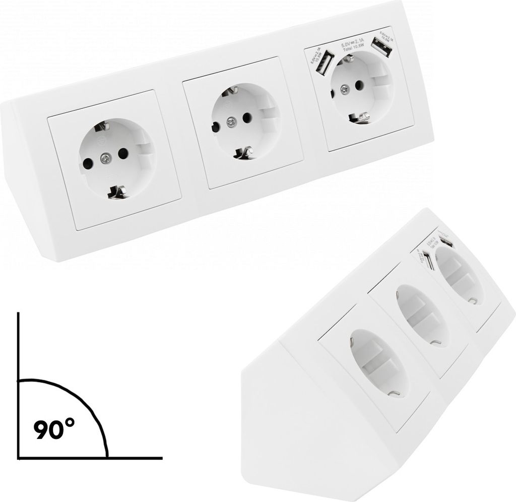 Bloc de prises McPower "Flair", en saillie, blanc, 3x Image du produit 
