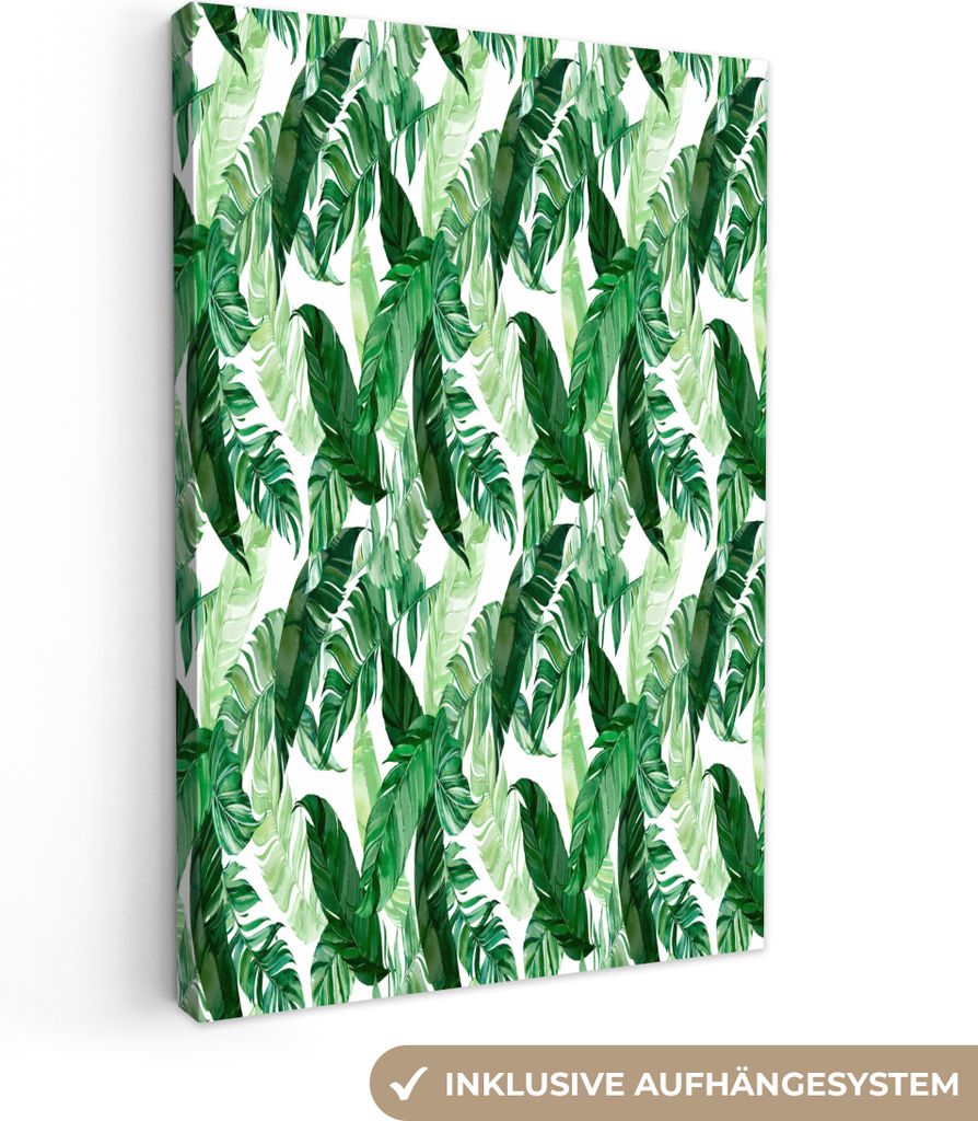 OneMillionCanvasses - Leinwandbilder - 90x140 cm, Vintage - Blätter - Pflanzen, Wandbilder Kunstdruck Wanddekoration - Wandschmucke - Schlafzimmer