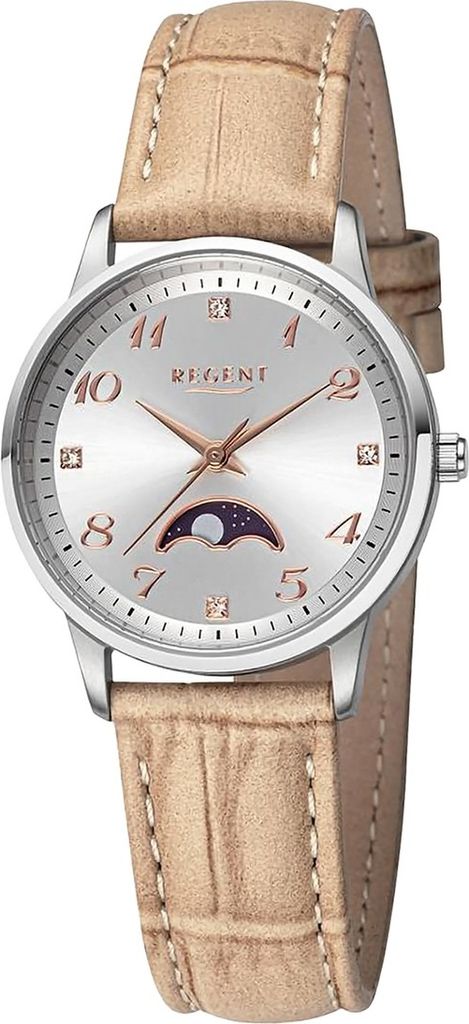 Regent Leder Damen Uhr Armbanduhr Quarz hellbraun Lederarmband D2UR2112551