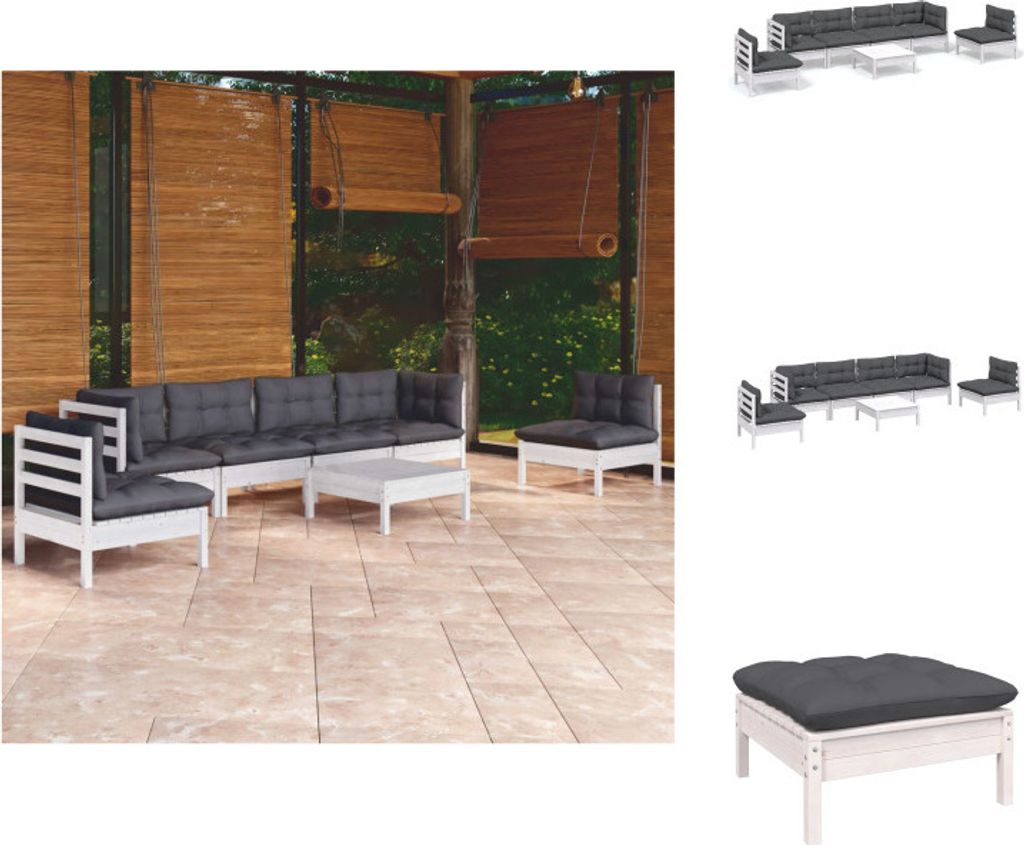 vidaXL 7-tlg. Garten-Lounge-Set mit Kissen Kiefer Massivholz - Gartenmöbel-Sets