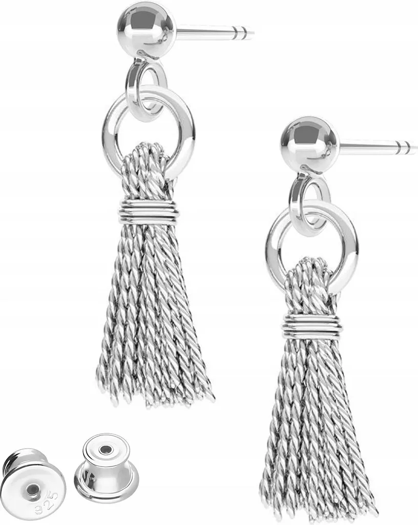 Orecchini Nappa Argento 925 Luxury Design - Frange Corda Eleganti