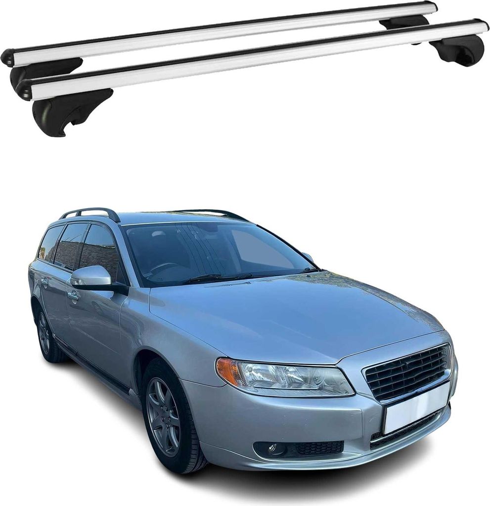 Dachträger Grundtäger für Volvo V70 2007-2016 75kg Aluminium Silber 2 tlg