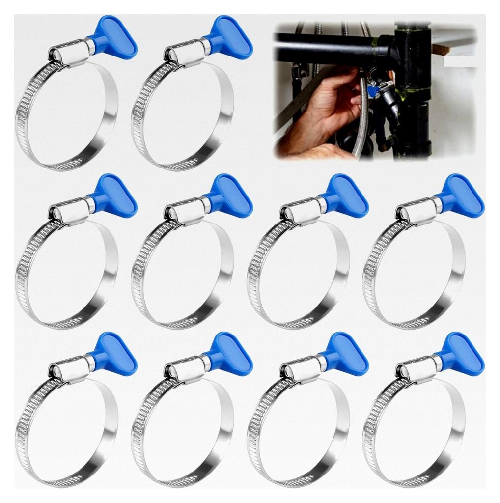10 Stück Schlauchschellen 32-50mm, Universelle CV Achsmanschetten Schellen, Rohrschellen mit Griffen, Verstellbare Klemmschelle für Wasserrohr, G...