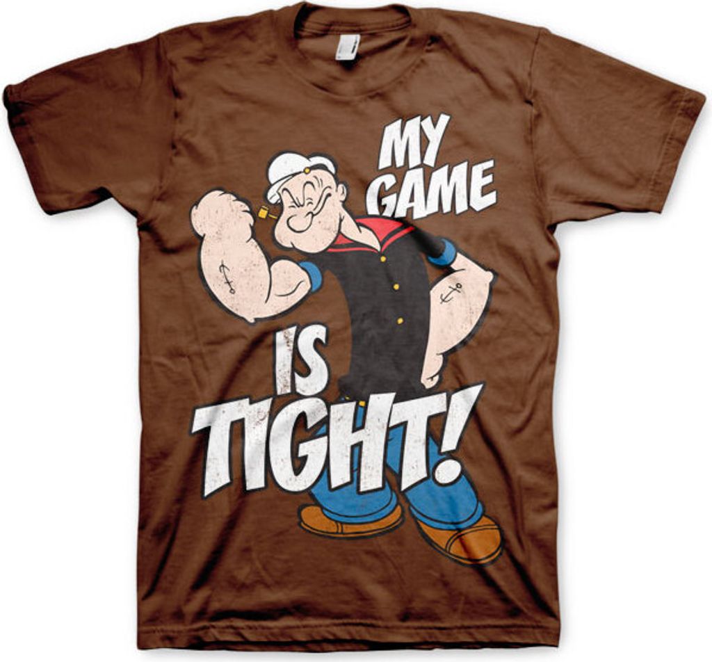 Popeye - Game Is Tight T-Shirt - Small - Brown