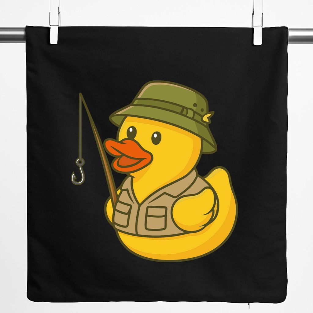 Huuraa Kissenbezug Quietscheente Angler Comic Gummiente 40x40cm Black Baumwolle Dekokissenbezug Geschenkidee