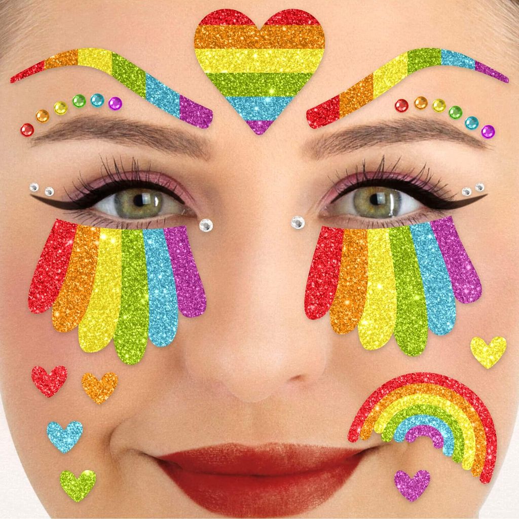 Glitter Face Tattoo Rainbow Gesicht Schminke Schmuck Produktbild 