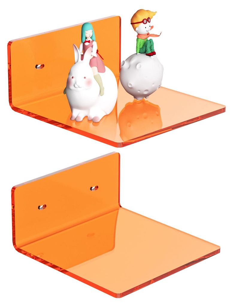 Set aus 2 kleinen orangefarbenen Wandregalen (15 cm), geeignet zur Wandmontage, ideal zum Aufhängen von Gegenständen auf einem Ausstellungsregal ...