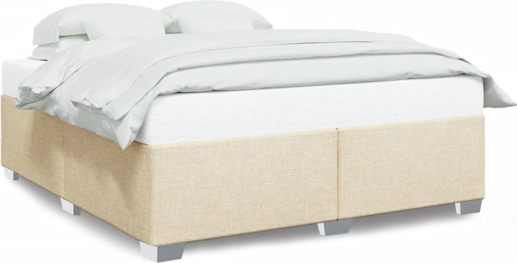 vidaXL Bettgestell ohne Matratze Creme 200x200 cm Stoff