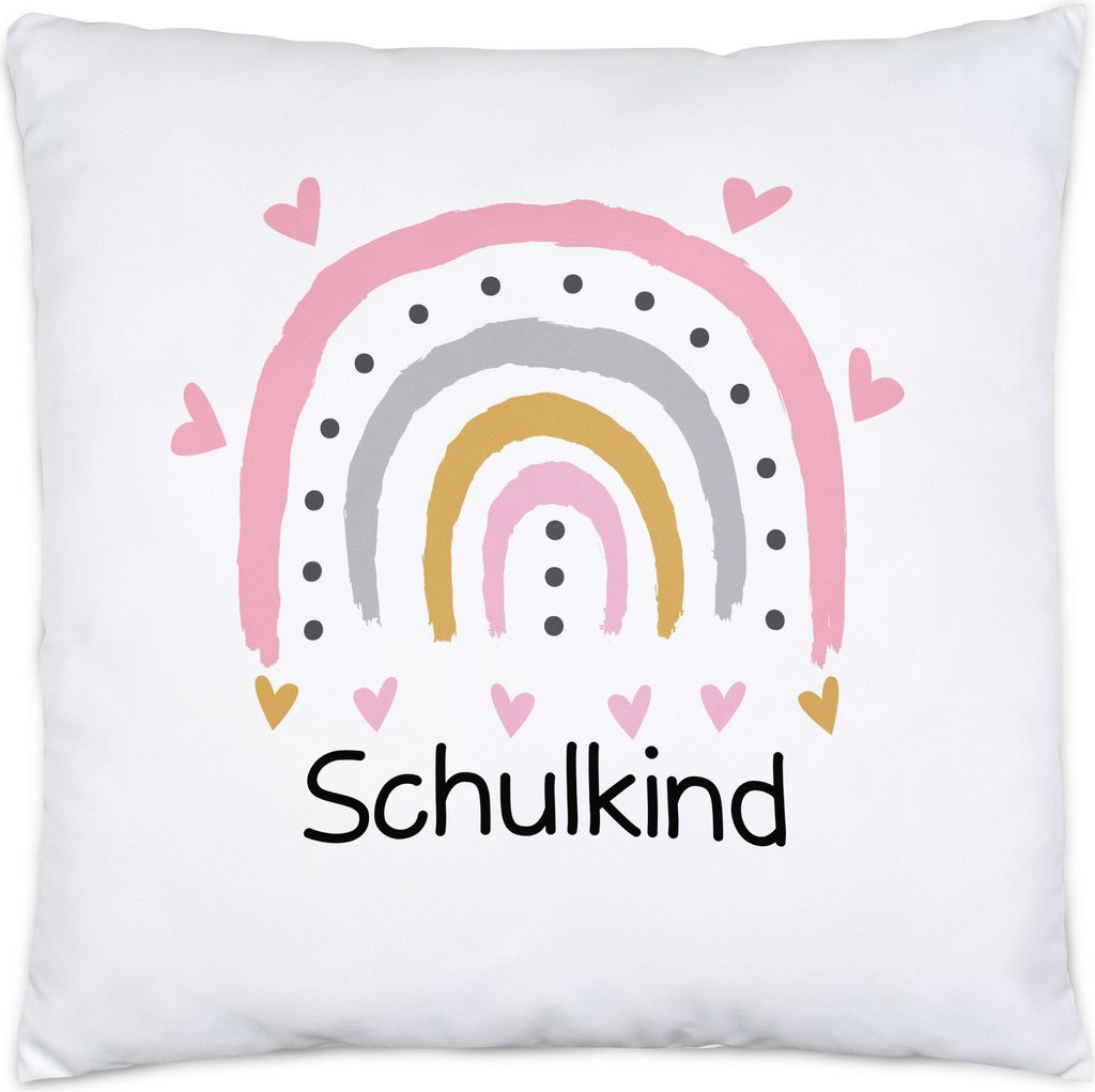 Schulkind Kissen Inkl. Füllung Einschulungsgeschenk Grundschule 1. Klasse Schulstart Rosa Mädchen Motiv