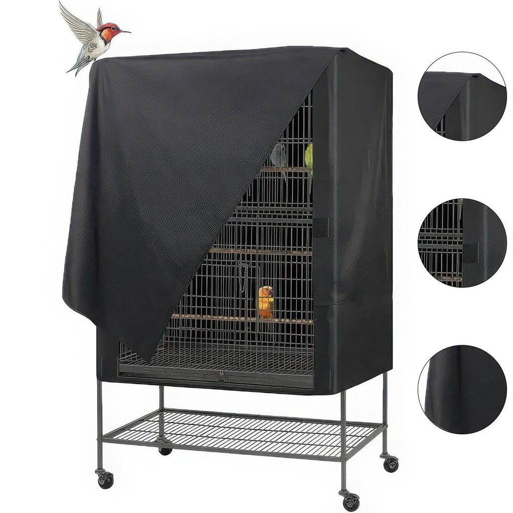 Vogelkäfig Abdeckung, Universal-Käfigabdeckung für Katzen, Nerze, Totoros, Sittiche, Papageien und Kleintiere,80*54*120cm,Schwarz