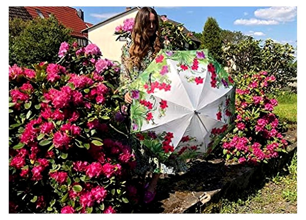 Regenschirm mit Orchideen-Motiv, Auf-Automatik, leicht und stabil