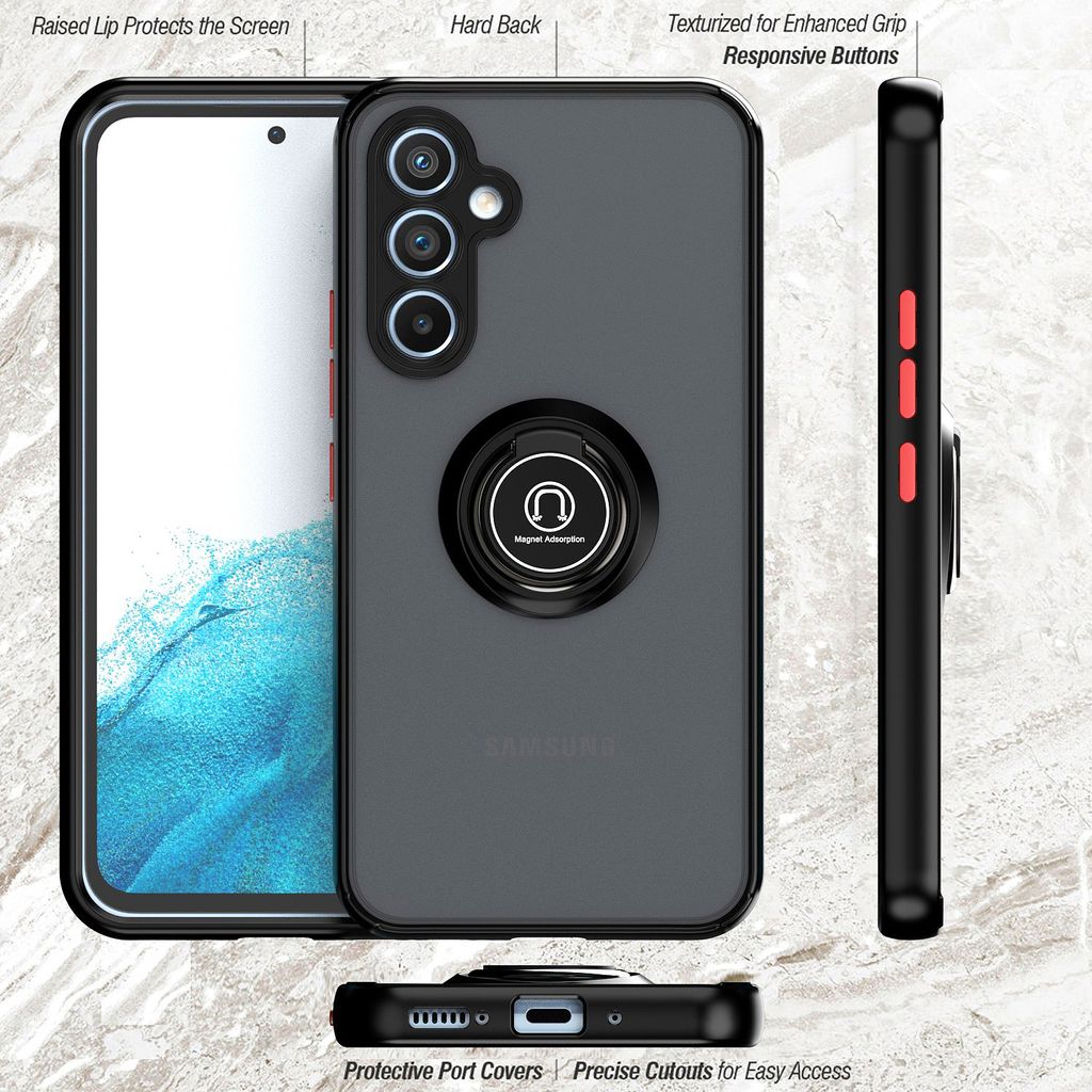 Handyhülle Für OnePlus 9 5G Mit Ring-Ständer Und Magnet – Navy Blau, Doppelte Schutzschicht